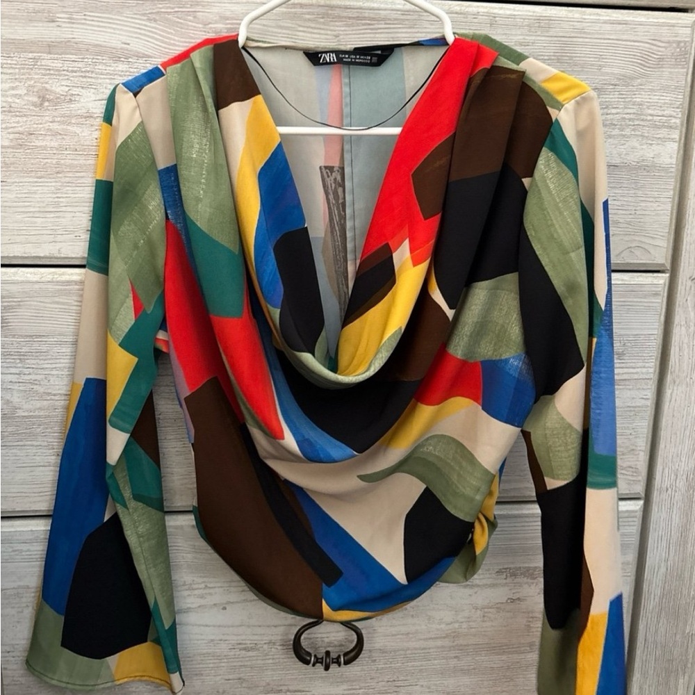Zara Colorful Abstract Pattern Top